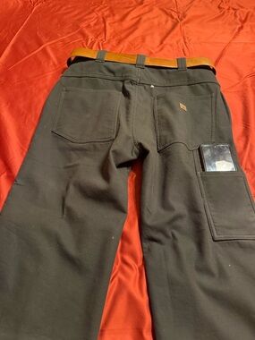 Coleman Green Cargo Pants with Leather Brown Belt Accent